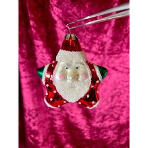 Vintage Christmas Glass Ornament Star Shaped Santa Claus Discover Channel Store